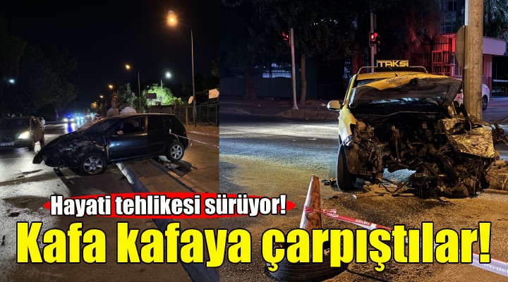 Otomobille ticari taksi kafa kafaya çarpıştı!