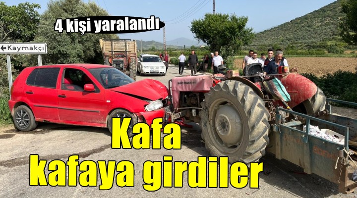 Otomobille traktör çarpıştı: 4 yaralı