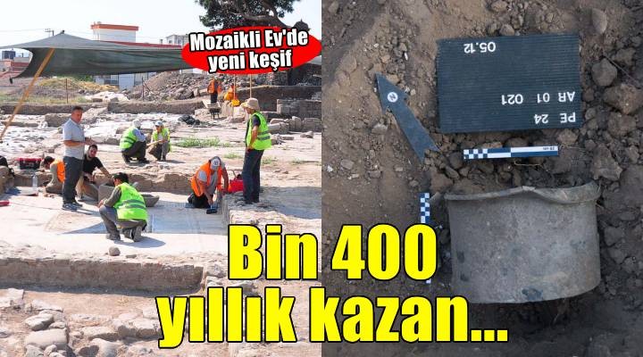Pergamon'daki 'Mozaikli Ev'de 1400 yıllık bronz kazan bulundu