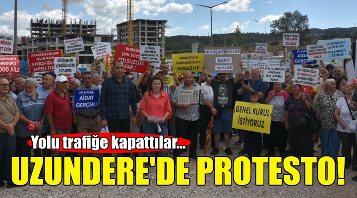 Uzundere'de kentsel dönüşüm protestosu... Yolu trafiğe kapattılar!