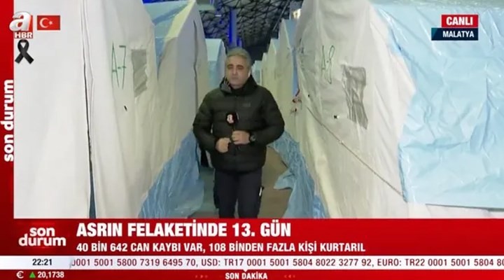 Yandaş kanal görevlisi, depremzede çadırlarını öve öve bitiremedi...