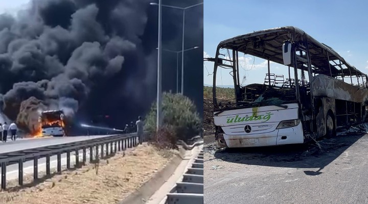 Yolcu otobüsü alev alev yandı!