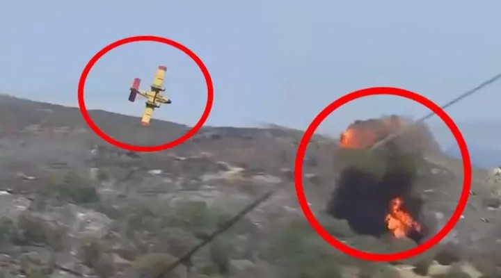 Yunanistan'da yangın söndürme uçağı düştü!
