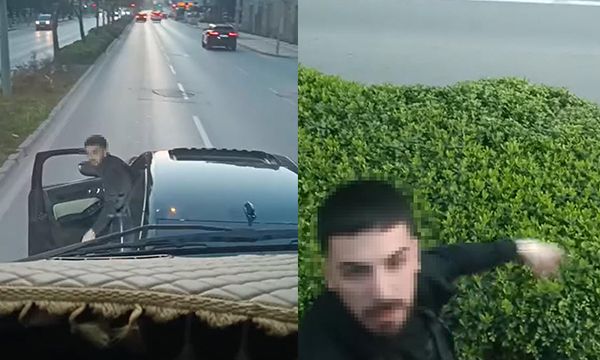 İzmir'de trafik magandası kamyonu yumrukladı